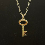 Authentic LV Key on Gold-Filled Paperclip Chain Necklace