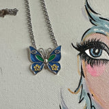 Upcycled Gucci Blue Butterfly Charm Necklace