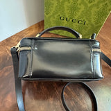 The Junco Crossbody/Clutch - Vintage Gucci Bamboo Cosmetic Bag in Black Leather