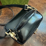 The Junco Crossbody/Clutch - Vintage Gucci Bamboo Cosmetic Bag in Black Leather