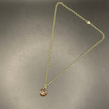 Brown LV Charm Necklace - Gold-Filled Rolo Chain