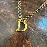 Upcycled Brass Dior Zipper Pull Necklace