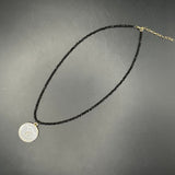 Grey LV Trunks & Bags Zipper Pull on Obsidian Crystal Necklace