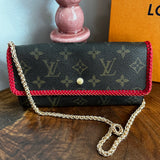 The Junco Wallet with Chain - Vintage Monogram in Red
