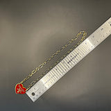 Prada Heart Bag Tag Necklace - Red/Gold on Gold-Filled Paperclip Chain
