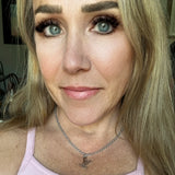 Silver LV Charm on White-Gold-Filled Chain Necklace