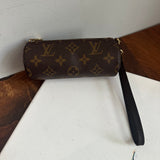 The Junco Wristlet - Vintage LV Monogram Papillon in Dark Brown