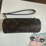 The Junco Wristlet - Vintage LV Monogram Papillon in Dark Brown
