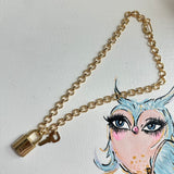 Key to My Heart Necklace - Upcycled LV Padlock on Gold-Filled Chain