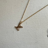 Larger LV Necklace on Gold-Filled Small Paperclip Chain