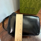 The Junco Crossbody/Clutch - Vintage Gucci Bamboo Cosmetic Bag in Black Leather