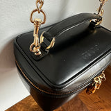 The Junco Crossbody/Clutch - Vintage Gucci Bamboo Cosmetic Bag in Black Leather