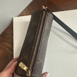 The Junco Wristlet - Vintage LV Monogram Papillon in Dark Brown