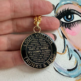 Your Neutral Favorite - Upcycled LV Trunks & Bags Charm in BLACK on Gold-Filled Necklace