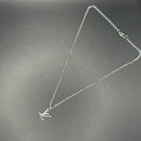 Silver LV Charm on White-Gold-Filled Chain Necklace