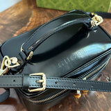 The Junco Crossbody/Clutch - Vintage Gucci Bamboo Cosmetic Bag in Black Leather