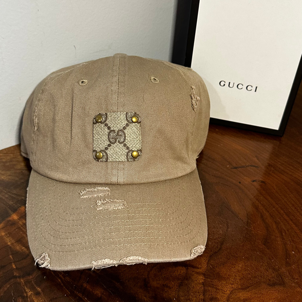 GUCCI UPCYCLED Beige Sequin Accent Baseball Hat with Logo Patch s-l1200.jpg main image 2