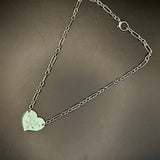 Prada Heart Bag Tag Necklace - Mint Green/Silver on White-Gold-Filled Paperclip Chain