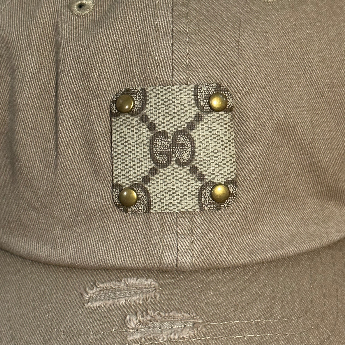 Upcycled Brown GG Patch on Distressed Tan Hat – Beauty Bird  display picture 2