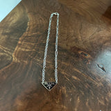 Prada Bag Tag Necklace - Black/Silver on White Gold Chain
