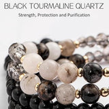 Upcycled LV Button Lanyard/Badge Holder in Black Tourmaline Quartz