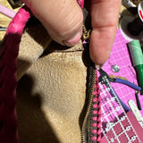 The Junco Wristlet - Vintage Monogram in Hot Pink