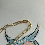 Prada Bag Tag Necklace - Black/Gold on Gold-Filled Paperclip Chain