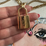 Key to My Heart Brass Padlock Double Layer Necklace