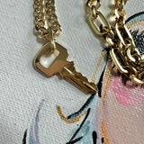 Key to My Heart Brass Padlock Double Layer Necklace