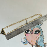 Prada Bag Tag Necklace - Black/Gold on Gold-Filled Paperclip Chain