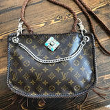 The Peacock - Vintage Monogram Hobo Crossbody - Silver Hardware
