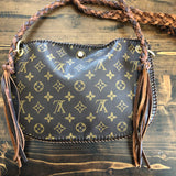 The Peacock - Vintage Monogram Hobo Crossbody - Gold Hardware