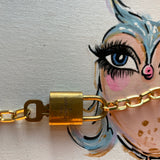 Key to My Heart Brass Padlock Necklace with GF Paperclip Chain