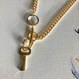 Authentic Key on Gold-Filled Curb Chain with Crystal