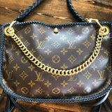 The Peacock - Vintage Monogram Hobo Crossbody in Black - Brass Hardware