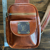 The Stork - Italian Leather Sling Bag with LV Monogram Embellishment