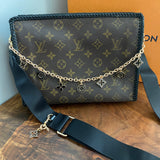 The Swan Crossbody - Vintage Monogram in Black with "LV-like" Charm