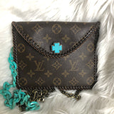 Kathy's Special Falcon - Turquoise Monogram Wristlet/Crossbody/Clutch with back pocket