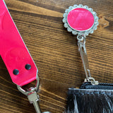 The Mockingbird - Black/White/Pink Hair on Hide Wristlet Bag