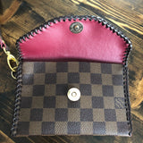 The Cardinal - Damier and Red inside Vintage Card Holder/Wallet/Keychain