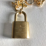 Lock up My Heart Brass Padlock & Crystal on Curb Chain