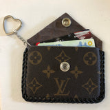 The Chickadee-Black/Turquoise Vintage Card Holder (Monogram Front)