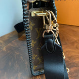 The Swan Crossbody - Vintage Monogram in Black with "LV-like" Charm
