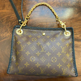 The Swan Crossbody - Vintage Monogram in Black with Brass Chain