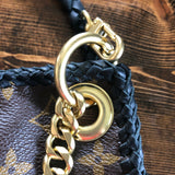 The Peacock - Vintage Monogram Hobo Crossbody in Black - Brass Hardware