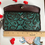 The Wren Wallet - Monogram & Turquoise Wristlet/Clutch Bag