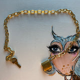Key to My Heart Brass Padlock Necklace with GF Paperclip Chain