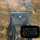 The Fringed Wren - Black Vintage Wristlet/Crossbody/Clutch Bag in Monogram