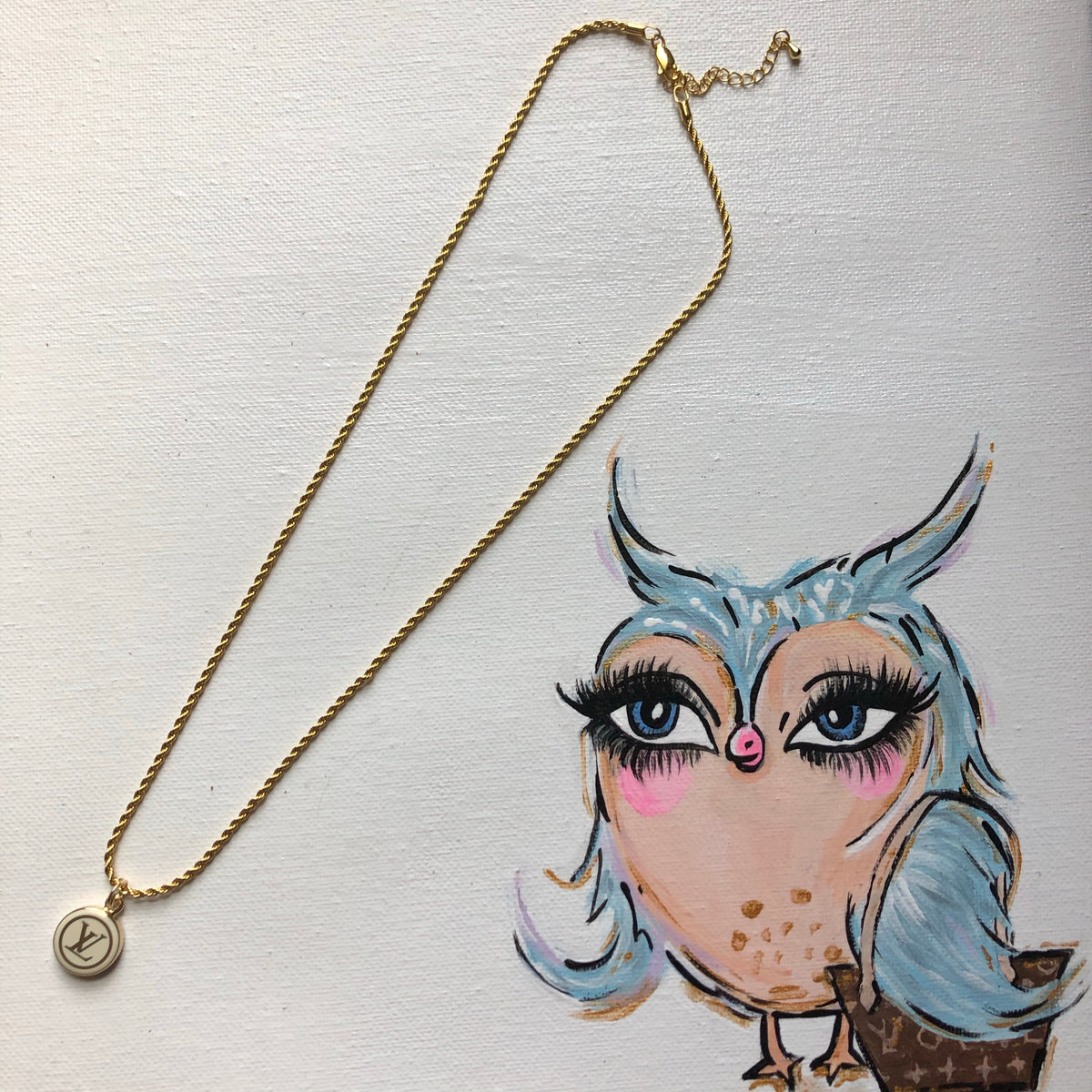 LV Button Necklace - Gold-Filled Paperclip Chain – Beauty Bird Vintage