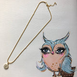 Cream/Gold LV Button Necklace - Gold Filled Rope Chain